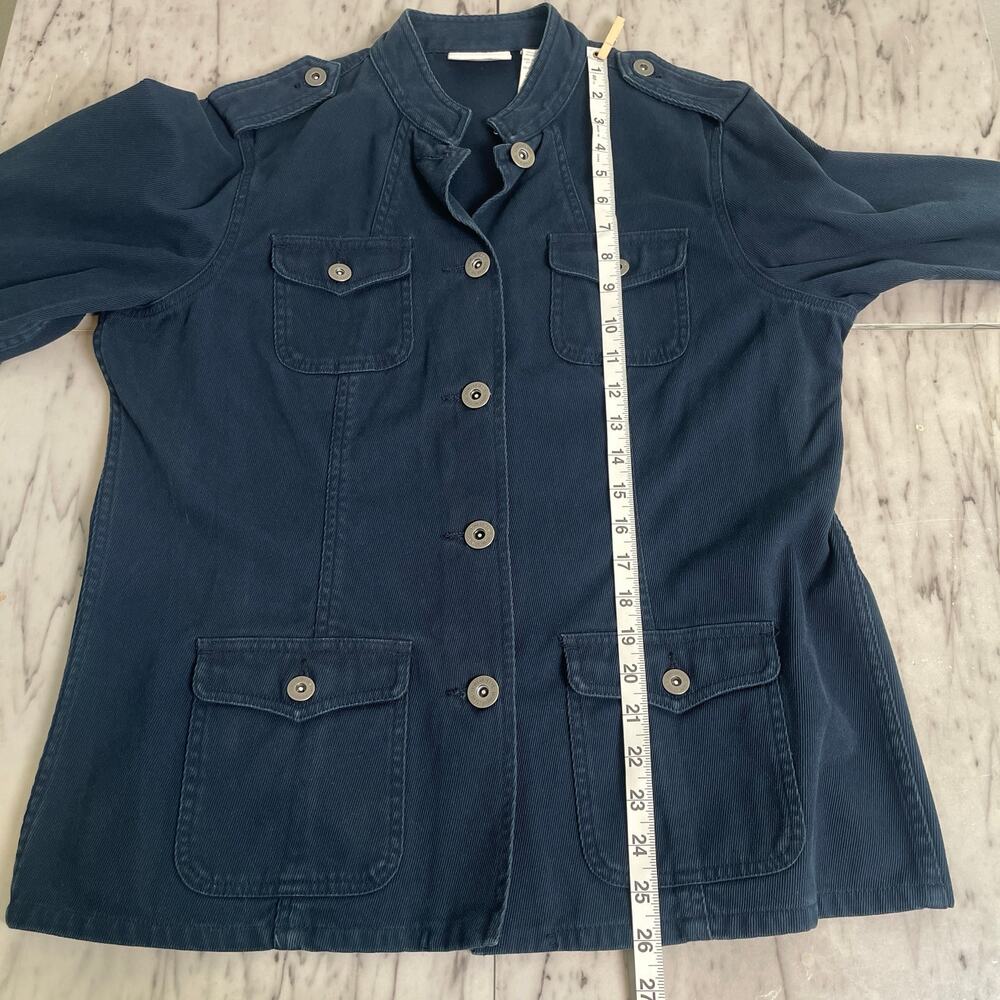 Liz Claiborne Lizwear Jeans Petite Blue Corduroy Utility Jacket 100% Cotton - Picture 11 of 13